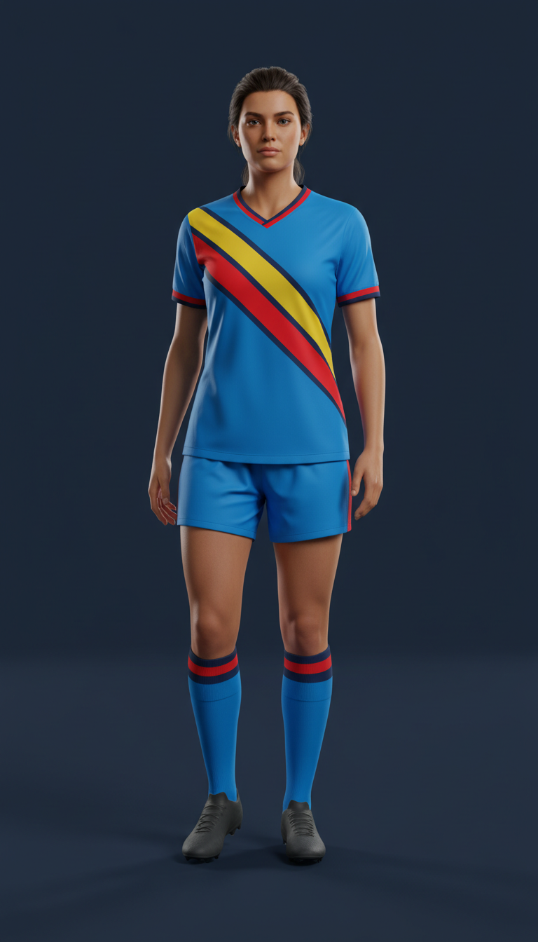 Women's soccer jersey in striker blue